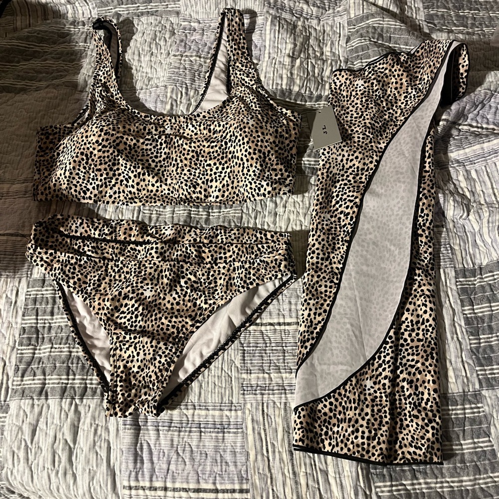 Leopard Print Bikini Set with Cover-Up
